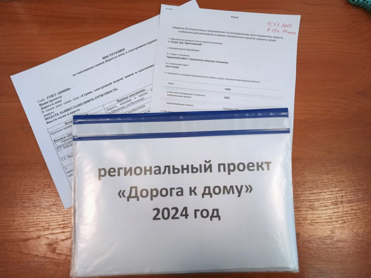 Заявка на 2024 год на участие в ПРП "Дорога к дому" направлена. Заявка на 2024 год на участие в ПРП "Дорога к дому" направлена.